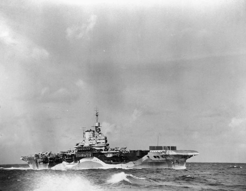 HMS Formidable underway in the monsoon in the Indian Ocean, 23 Jun-2 Jul 1942