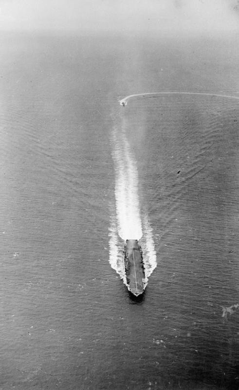 HMS Formidable underway in the Indian Ocean off Mombasa, Kenya, date unknown