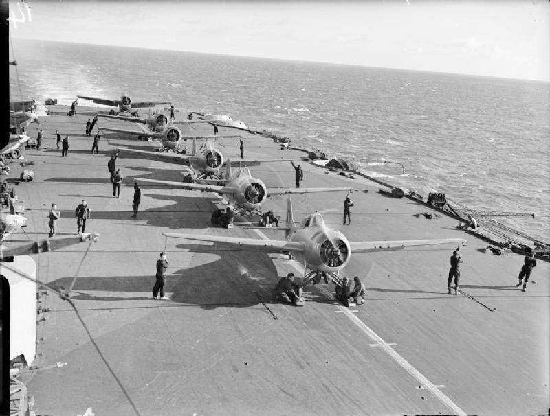 Martlet fighters aboard HMS Formidable in the Mediterranean Sea, 1940s