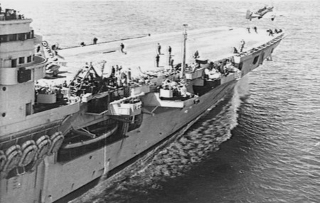 Firefly aircraft taking off from HMS Glory, off Korea, 1951