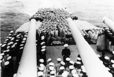 Lansdorff addressed his crew aboard Admiral Graf Spee, possibly commissioning ceremony, 6 Jan 1936