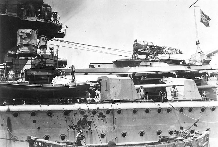 View of Admiral Graf Spee's port side, amidships, 13-16 Dec 1939
