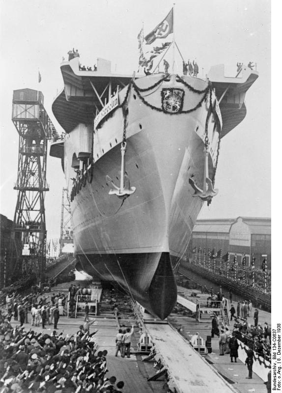 Launching of Graf Zeppelin, Kiel, Germany, 8 Dec 1938