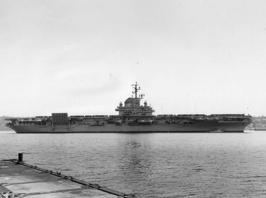 USS Hancock at Puget Sound Naval Shipyard, Bremerton, Washington, United States, 28 Apr 1954