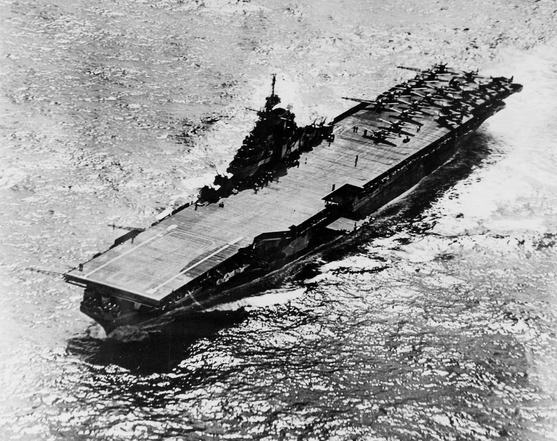 USS Hancock underway in the Philippine Sea, 15 Dec 1944