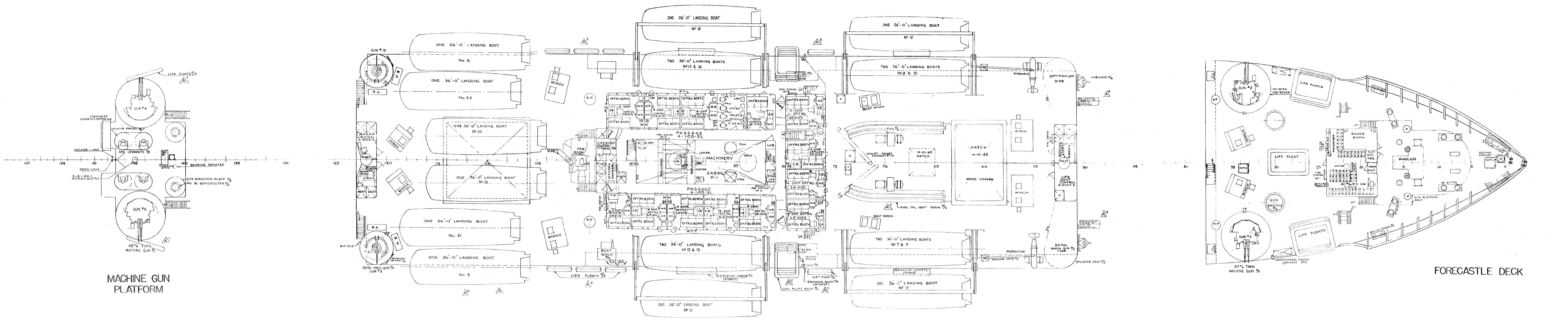 Gun deck blueprint for the Haskell-class attack transport
