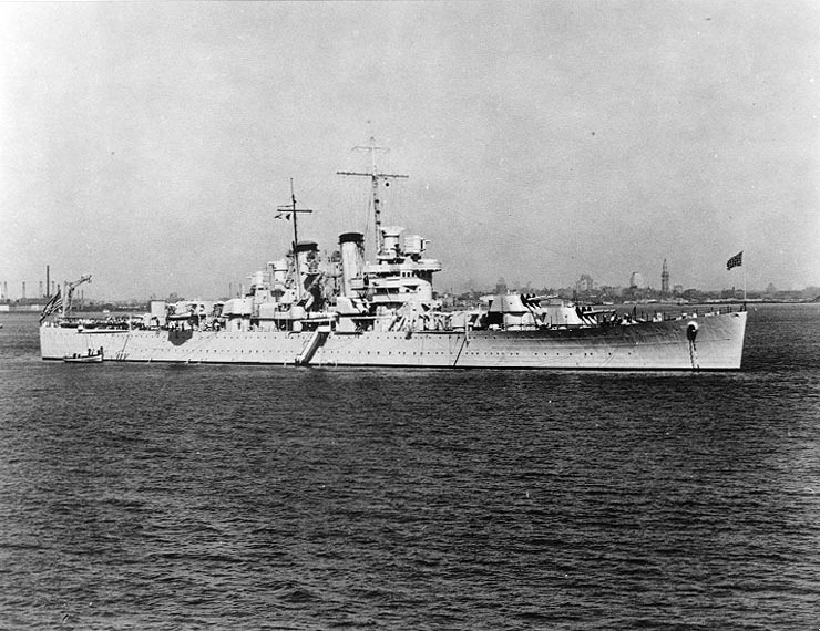 USS Helena at anchor, President Roads, Boston, Massachusetts, United States, 15 Jun 1940, photo 1 of 2; photo taken by photographer from USS Wasp