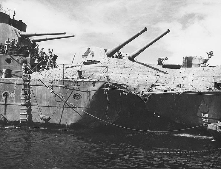 Torpedo damage on Hobart, 20 Jul 1943, photo 2 of 5