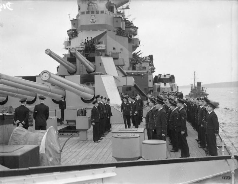 King George VI inspecting HMS Howe, Scapa Flow, Scotland, United Kingdom, date unknown, photo 2 of 2
