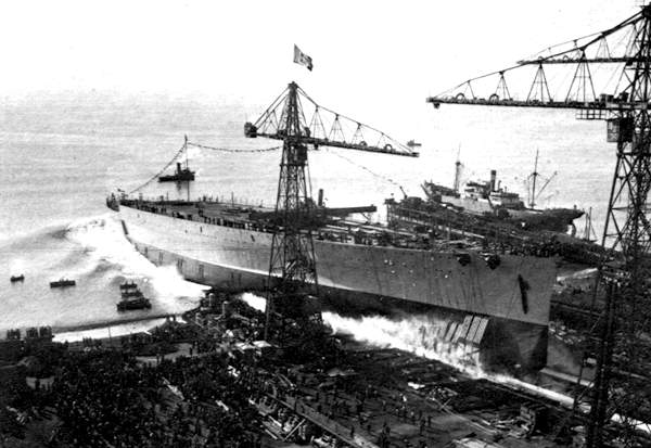 The Launching of Italian battleship Impero, Genova, Italy, 15 Nov 1939