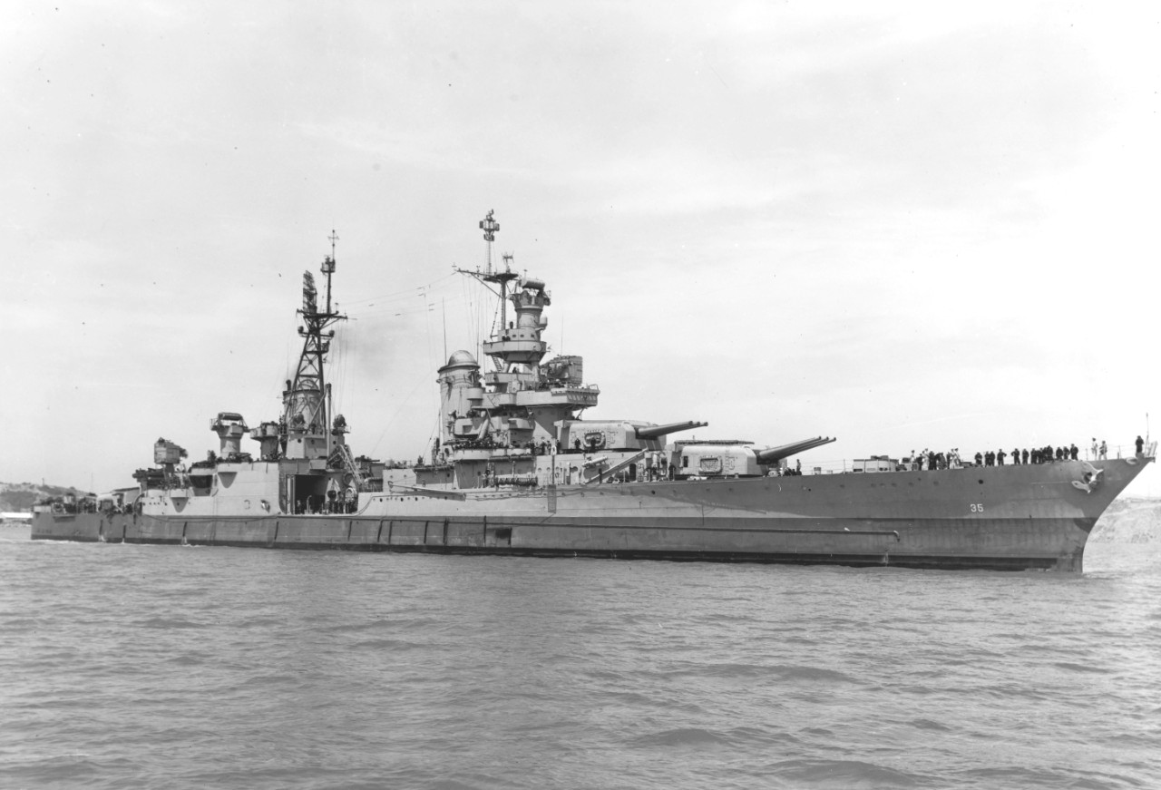 Indianapolis off Mare Island Navy Yard, California, 10 Jul 1945