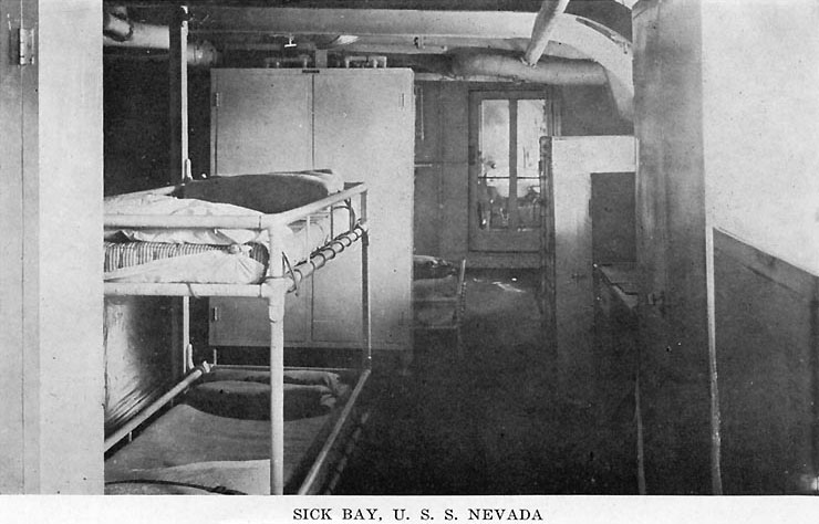 Battleship Nevada's sick bay, published in a 1919 souvenir folder