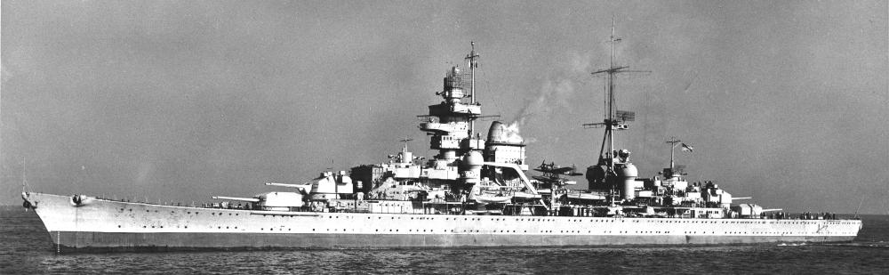 US Navy photo of cruiser Prinz Eugen, post war