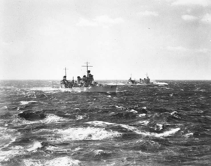 Quincy and Tuscaloosa near Strait of Magellan, 14 May 1939