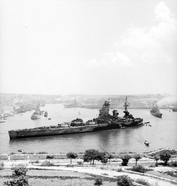 HMS Rodney at Valetta, Malta, Jul 1943