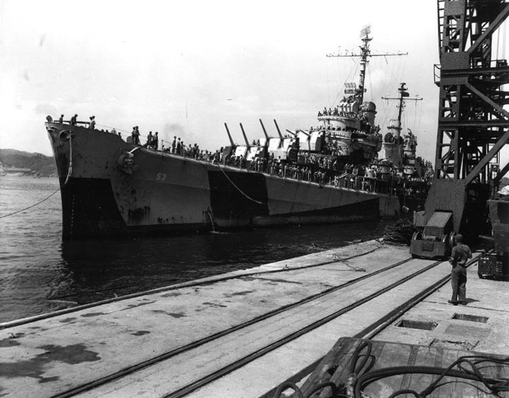 USS San Diego at Yokosuka Naval Base, Japan, 30 Aug 1945, photo 1 of 2