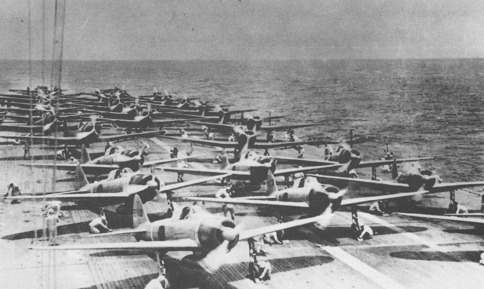 Aircraft prepared to launch from Shokaku to attack Pearl Harbor, US Territory of Hawaii, 7 Dec 1941, photo 2 of 3