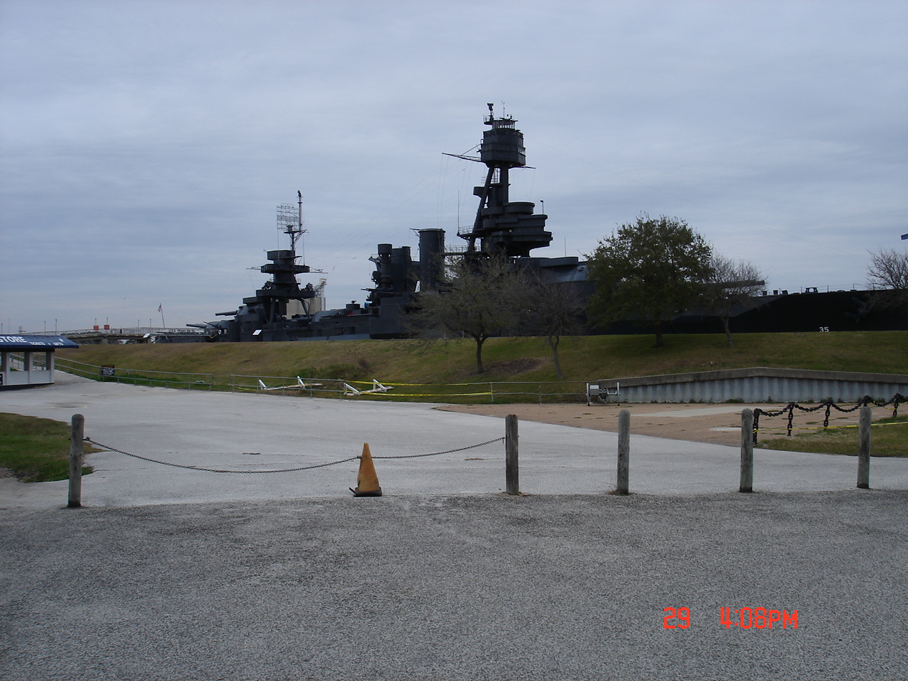 Side of battleship Texas as seen from the visitors' parking lot, note the Measure 21 camoflage, Texas, United States, 2007