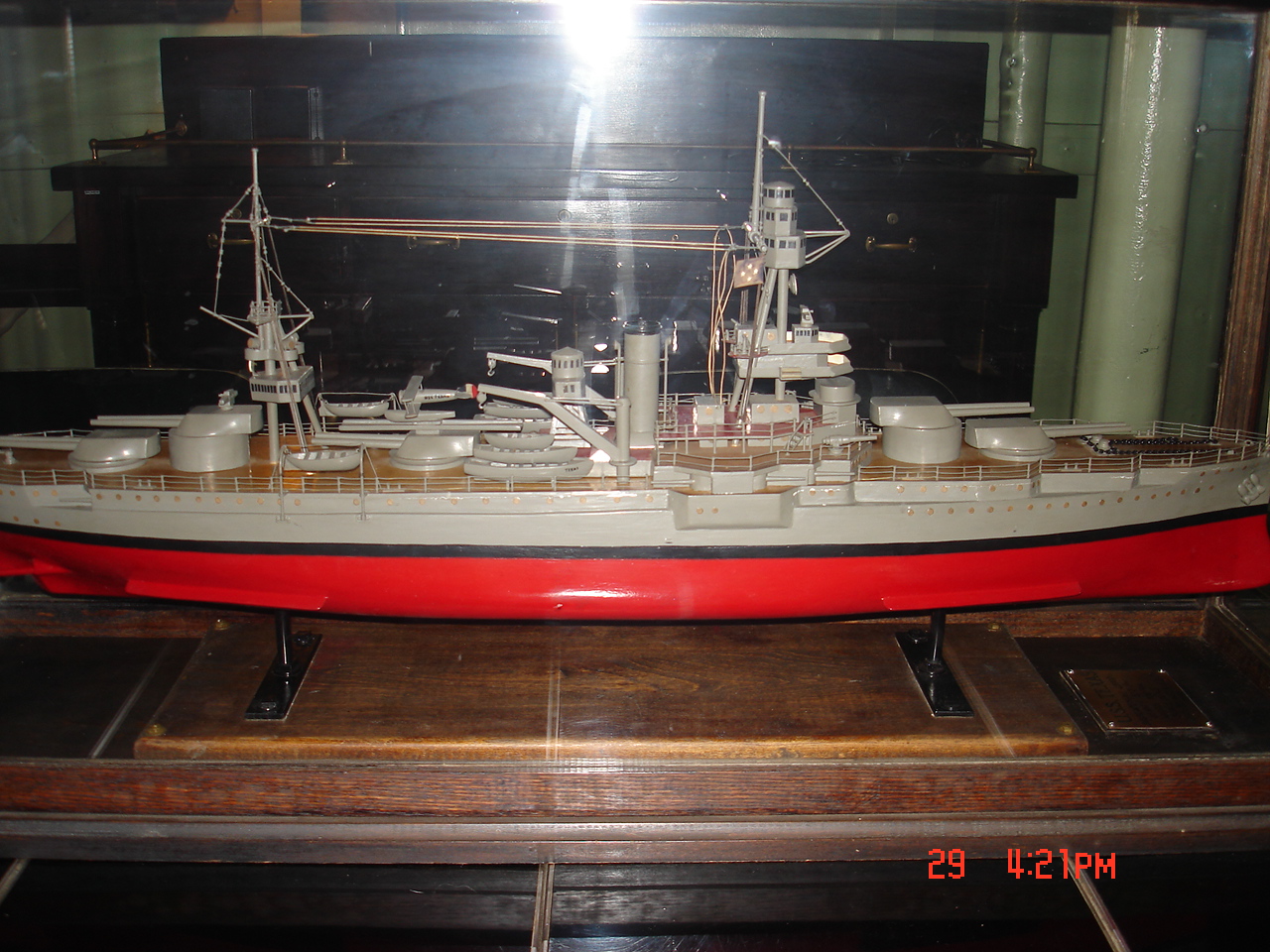 Original model of battleship Texas made sometime in the late-1920s/early-1930s, currently in the ship's captains' cabin, 2007