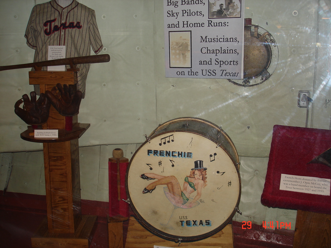Various artifacts on display aboard battleship Texas, 2007
