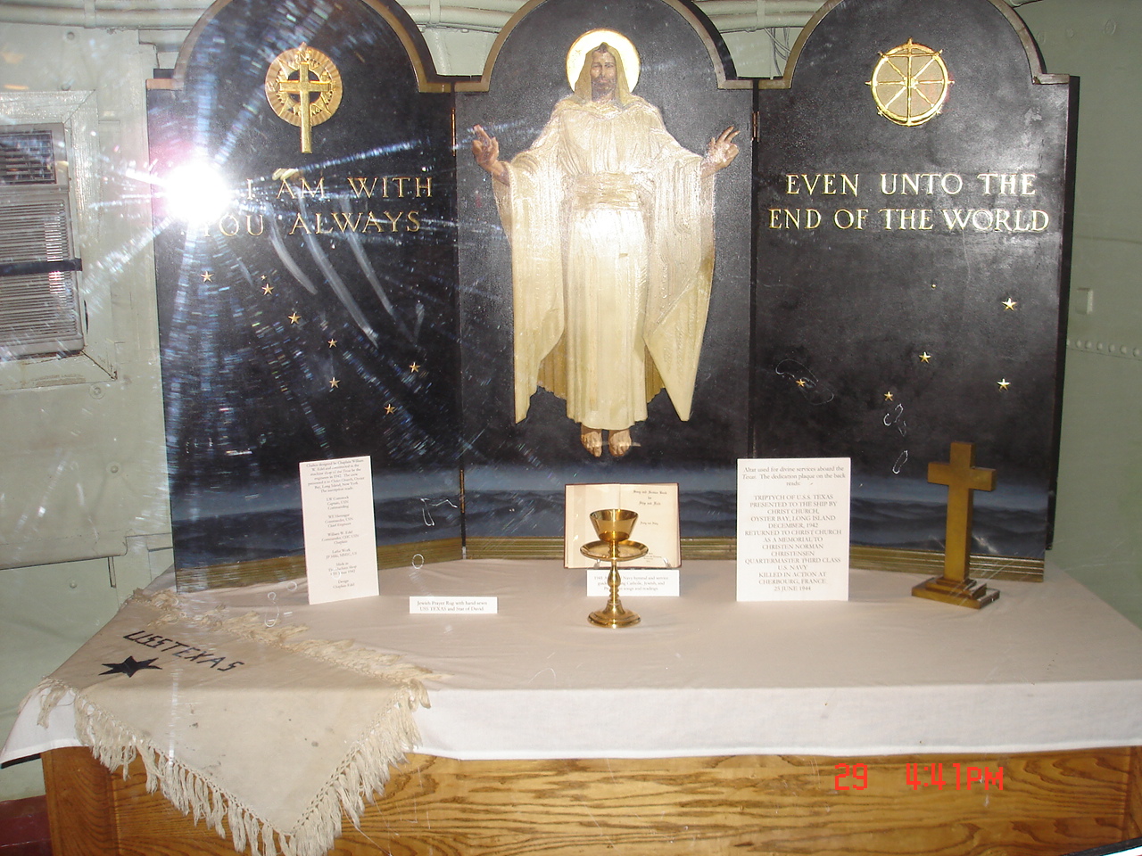 Chaplain's altar set on display aboard battleship Texas, 2007