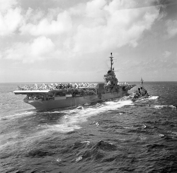 Carrier USS Yorktown and destroyer USS Hopewell, 1957, photo 2 of 2