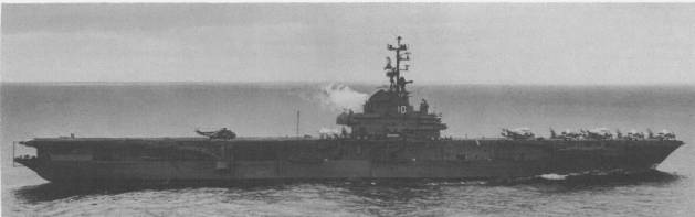 USS Yorktown, 1968; note S-2 Tracker and E-1 Tracer aircraft and SH-3 Sea King helicopters on board