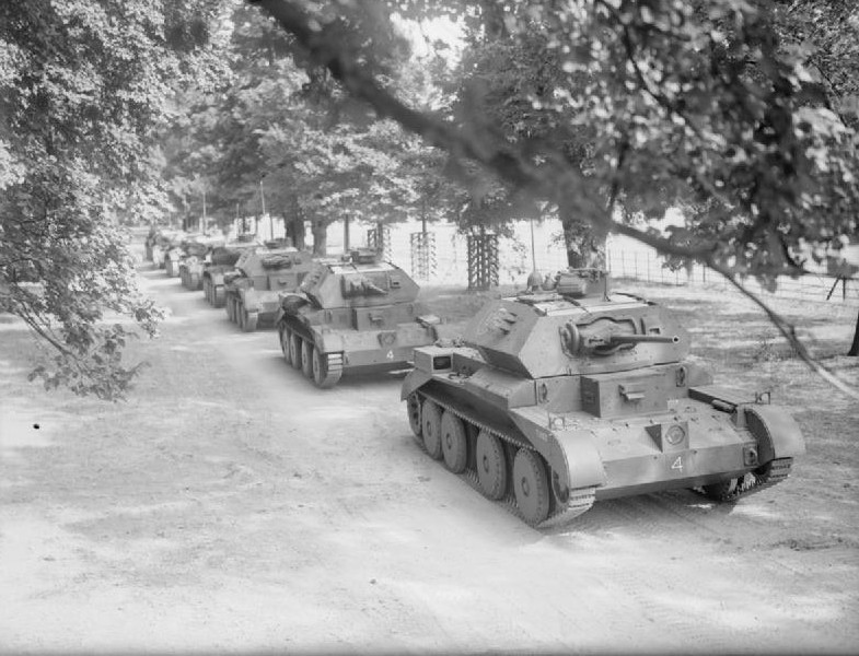 Cruiser Mk IV tanks of British 3rd Royal Tank Regiment on exercise in East Anglia, England, United Kingdom, 3 Sep 1940, photo 2 of 2