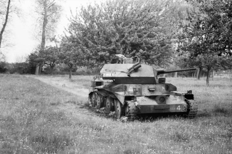 Destroyed British Cruiser Mk IV tank in France, on or shortly after 30 May 1940