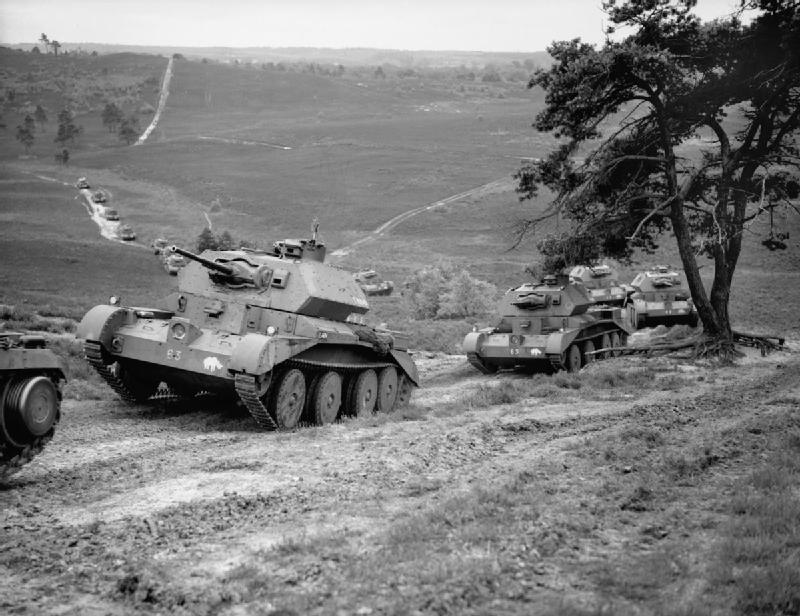 Cruiser Mk IV tanks of 5th Royal Tank Regiment of 3rd Armoured Brigade of British 1st Armoured Division at Thursley Common, England, United Kingdom, Jul 1940
