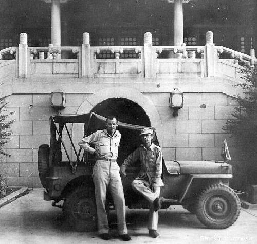 US and Chinese servicemen with Jeep, China, 1940s