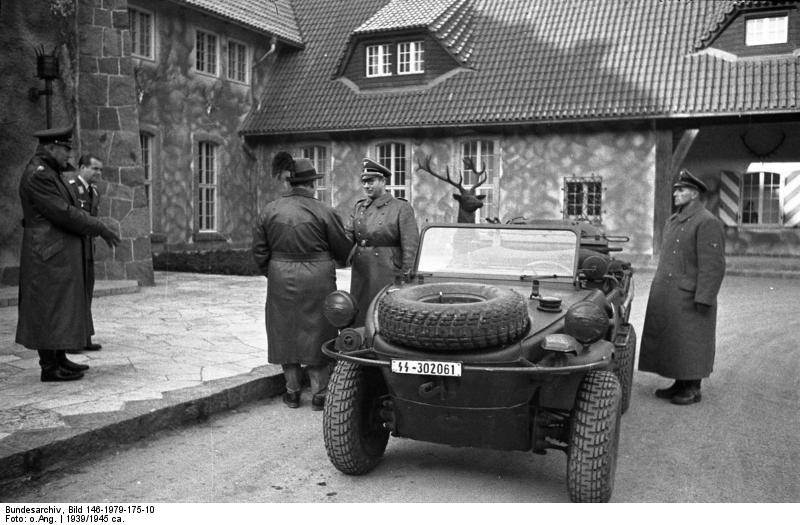 Hermann Göring greeting a SS officer at his Carinhall residence, Schorfheide forest, Germany, 1939-1945