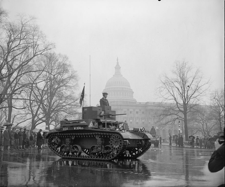 M2A3 light tank on parade during the Army Day Parade, Washington, DC, United States, 6 Apr 1939