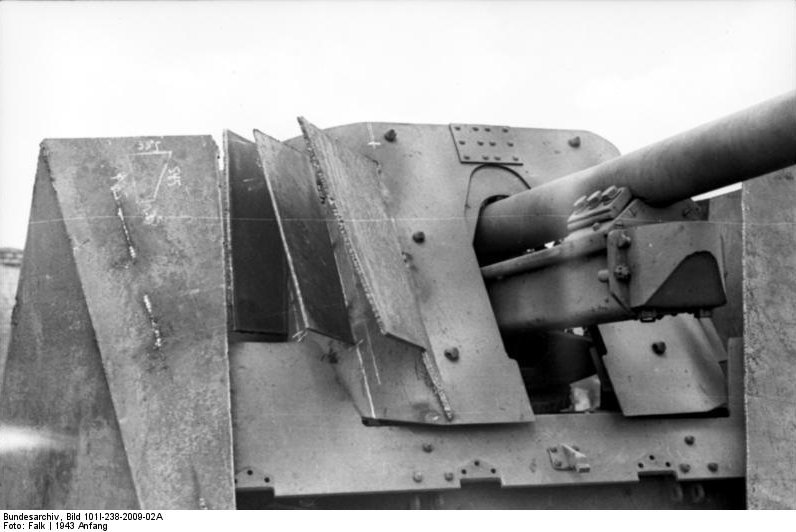 Close-up view of Marder II gun shield, Kharkov, Ukraine, early 1943, photo 1 of 2