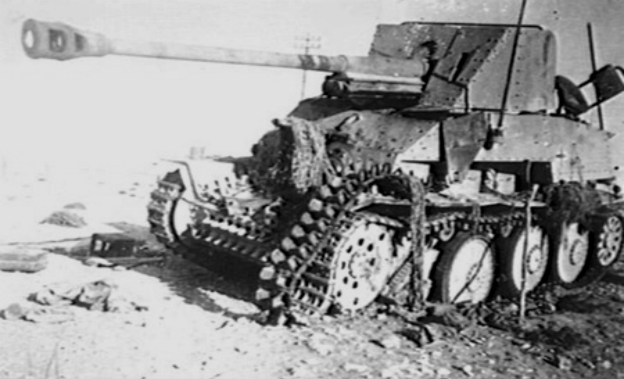 Wrecked German Marder III tank destroyer in North Africa, 1942