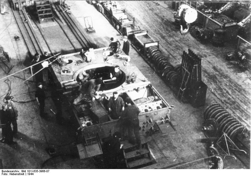 Tiger I heavy tanks being built in a factory in Germany, 1944, photo 15 of 16