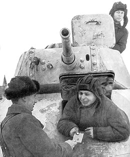 Soviet T-50 light infantry tank and crew, date unknown