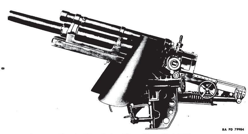 Illustration of 105 mm Howitzer M2A1 on Carriage M2A1 as seen in US War Department technical manual TM-9-1325, Sep 1944, 6 of 6