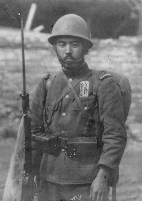 Japanese Army soldier with Arisaka Type 38 rifle, date unknown