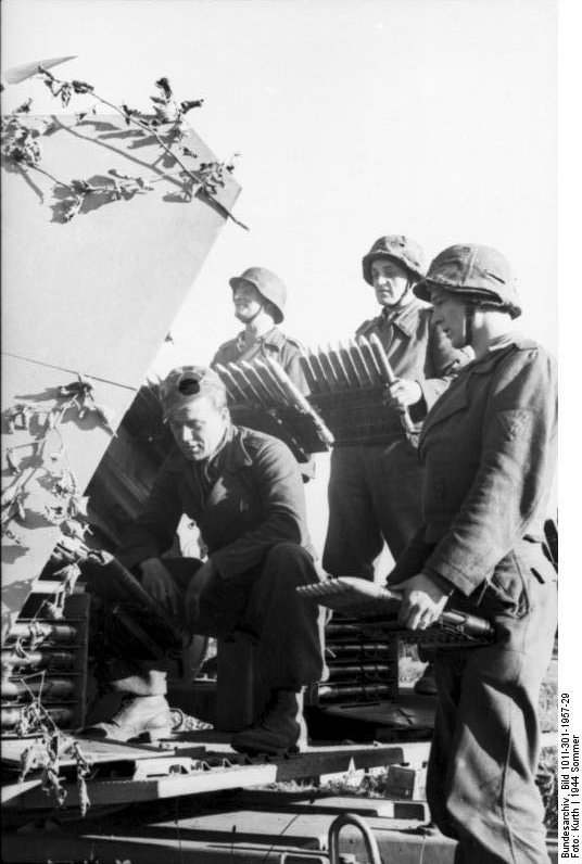 Crew of a German 3.7 cm Flakzwilling 43 anti-aircraft mount, northern France, Jul-Sep 1943, photo 2 of 3