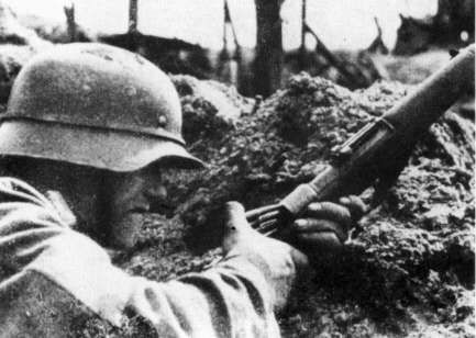 German soldier with a Mauser Kar 98 rifle, circa 1940s